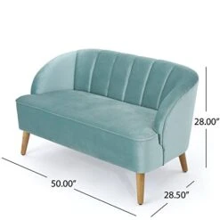 Christopher Knight Home Amaia Modern Velvet Sofa, Seafoam Blue / Walnut -Amazon Store 41epWoukKvL