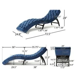 Christopher Knight Home Garret Velvet Chaise Lounge, Cobalt Grey / Dark Brown -Amazon Store 41equDGBezL