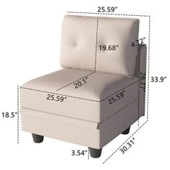 LLappuil Modular Sofa Middle Module With Storage For Customizable Sectional Couch, Accent Armless Chair, Waterproof, Anti-Scratch And Antistatic Fabric Sectional, Brown -Amazon Store 41etHqMo9PL