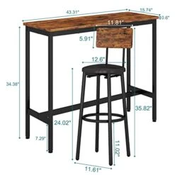 CALABASH Bar Table And Chairs Set For 2, 3 Pieces Pub Dining Table Set Counter Height Breakfast Table And 2 Bar Stools PU Upholstery Seat With Backrest For Kitchen, Apartment, Small Space (3, 43Inch) 17 CALABASH Bar Table And Chairs Set For 2, 3 Pieces Pub Dining Table Set Counter Height Breakfast Table And 2 Bar Stools PU Upholstery Seat With Backrest For Kitchen, Apartment, Small Space (3, 43Inch) -Amazon Store 41ewuM18baL