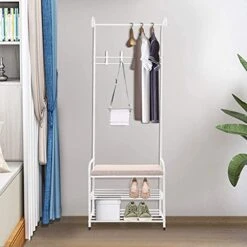 Coat Rack Shoe Bench With 16 Hooks, Metal Entryway Storage Shelf Coat Rack Stand With 3-Tier Shoe Rack, Entryway Organiser Coat Hat Stand For Hall, 3-in-1 Hall Tree With Metal Frame, Easy Assembly 11 Coat Rack Shoe Bench With 16 Hooks, Metal Entryway Storage Shelf Coat Rack Stand With 3-Tier Shoe Rack, Entryway Organiser Coat Hat Stand For Hall, 3-in-1 Hall Tree With Metal Frame, Easy Assembly -Amazon Store 41eyKHXZf6S