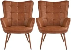 Yaheetech Faux Leather Chair Upholstered Living Room Chairs Accent Armchair With Tapered Legs Tufted Sofa Chairs For Home Office/Dining Room/Bedroom Brown, Set Of 2 20 Yaheetech Faux Leather Chair Upholstered Living Room Chairs Accent Armchair With Tapered Legs Tufted Sofa Chairs For Home Office/Dining Room/Bedroom Brown, Set Of 2 -Amazon Store 41f33Lo8DL. AC