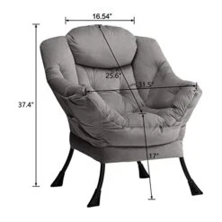 AcozyHom Modern Large Cotton Fabric Lazy Chair,Accent Contemporary Lounge Chair, Single Steel Frame Leisure Sofa Chair With Armrests And A Side Pocket, Smoky Grey 17 AcozyHom Modern Large Cotton Fabric Lazy Chair,Accent Contemporary Lounge Chair, Single Steel Frame Leisure Sofa Chair With Armrests And A Side Pocket, Smoky Grey -Amazon Store 41fPEEDyR8L