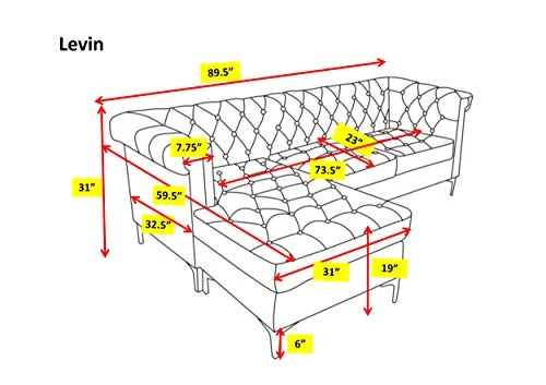 Iconic Home Levin Left Hand Facing Sectional Sofa L Shape Chaise Velvet Button Tufted Rolled Arm With Nail Head Trim Tone Metal Y-Leg With 2 Accent Pillows Modern Contemporary, Gold 4 Iconic Home Levin Left Hand Facing Sectional Sofa L Shape Chaise Velvet Button Tufted Rolled Arm With Nail Head Trim Tone Metal Y-Leg With 2 Accent Pillows Modern Contemporary, Gold - Image 2