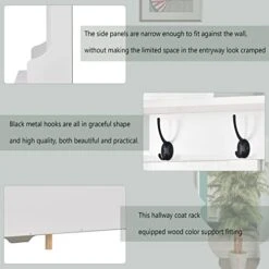 TAVENS 60" Hall Tree With Shoe Bench,Entryway Storage Bench With Coat Rack And 24 Shoe Cabinet,Wooden Coat Rack With 6 Double Hooks For Mudroom Organization Hallway,easy To Assemble,White 12 TAVENS 60" Hall Tree With Shoe Bench,Entryway Storage Bench With Coat Rack And 24 Shoe Cabinet,Wooden Coat Rack With 6 Double Hooks For Mudroom Organization Hallway,easy To Assemble,White -Amazon Store 41fSntCd6fL