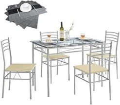 VECELO 3-Piece Dining Room Wooden Kitchen Table And Pu Cushion Chair Sets For Small Space, Retro Brown -Amazon Store 41fUxJnTvYL. AC