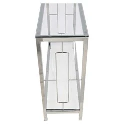 Chrome Metal Glass Accent Console Sofa Table With Shelf -Amazon Store 41fVIHqETTL