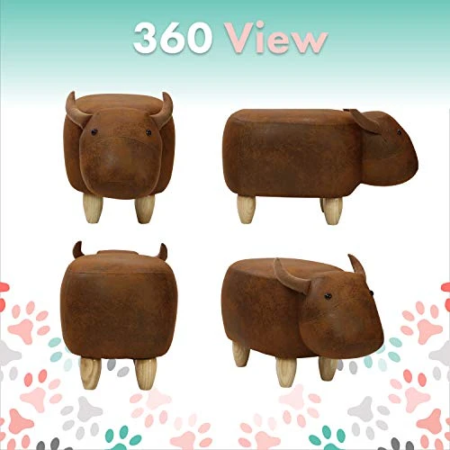 CRITTER SITTERS 14-in. Seat Height Brown Cow Animal Shape Ottoman - Furniture For Nursery, Bedroom, Playroom, And Living Room Decor 7 CRITTER SITTERS 14-in. Seat Height Brown Cow Animal Shape Ottoman - Furniture For Nursery, Bedroom, Playroom, And Living Room Decor - Image 5