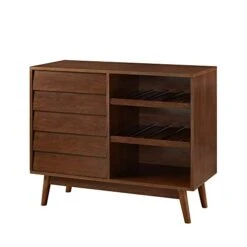 Walker Edison Mid-Century Modern Wood Kitchen Buffet Sideboard With Bottle Storage-Entryway Serving Wine Storage Doors-Dining Room Console, 36 Inch, Walnut -Amazon Store 41fYw1Q7S3L