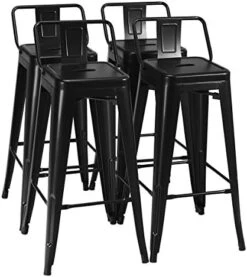 COSTWAY Metal Bar Stools Set Of 4, With Removable Back, 30'' Bar Height Stools With Rubber Feet, Stylish And Modern Chairs, For Kitchen, Dining Rooms, And Side Bar (Gun-Update, 30'') -Amazon Store 41fbYuzvSiL. AC