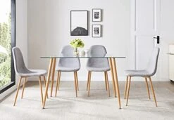 Glass Dining Table Rectangle - Glass Top Dining Room Table, Modern Clear Kitchen Table With Wooden Metal Leg, Rectangular Dining Table For 2 Or 4 For Small Spaces Apartment Kitchen Or Dining Room -Amazon Store 41fdTzLptGL