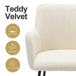 ONEVOG Small Dining Room Boucle Dining Chairs Lumbar Support Upholstered Chair, White Club Chairs Set Of 2 With Low Back For Living Room, Club Guest Comfy Chair For Working Or Studying -Amazon Store 41fhtsoLMtL