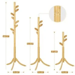 Coat Rack Freestanding Bamboo Coat Tree Rack With 8 Leaf Hooks, 3-Size Height Adjustable For Adults & Kids, Clothes Hanger Stand For Jacket, Hat, Entryway/Hallway/Corner/Bedroom, Natural -Amazon Store 41fj0lKKNdL