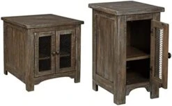 Signature Design By Ashley Wystfield Farmhouse End Table With Storage, Distressed White & Brown Finish -Amazon Store 41fpYEnTr9L. AC