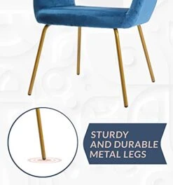 Novigo Accent Chair Living Room Chair With Solid Golden Metal Leg And Velvet Armrest Backrest Mid-Century Modern Chair For Waiting Room Bedroom Conference Set Of 2 Teal Blue -Amazon Store 41fqv7mny3L