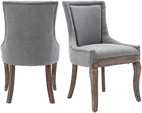 Aoowow Fabric Upholstered Side Chairs Set Of 2, Solid Wood Kitchen Dining Room Chairs With Nailheads Solid Wood Legs (Fabric Beige) 8 Aoowow Fabric Upholstered Side Chairs Set Of 2, Solid Wood Kitchen Dining Room Chairs With Nailheads Solid Wood Legs (Fabric Beige) - Image 6