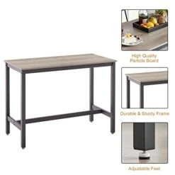 KIVENJAJA Bar Table And Chairs Set For 4, 5-Piece Rectangle Pub Bistro Table And PU Upholstered Stools With Backrest, Counter Height Dining Table Set For Kitchen Breakfast Nook Restaurant, Grey 12 KIVENJAJA Bar Table And Chairs Set For 4, 5-Piece Rectangle Pub Bistro Table And PU Upholstered Stools With Backrest, Counter Height Dining Table Set For Kitchen Breakfast Nook Restaurant, Grey -Amazon Store 41fweVkrZML