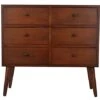 Decor Therapy Mid Century Six Drawer Wood Cabinet Accent Chest, 28" X 29", Walnut