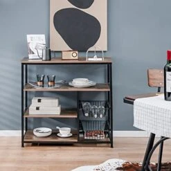 PETSITE Kitchen Bakers Rack, 4-Tier Coffee Bar Station With 2 Pull-Out Baskets, Industrial Microwave Oven Stand, Free Standing Utility Storage Shelf -Amazon Store 41fxtcBKRFL