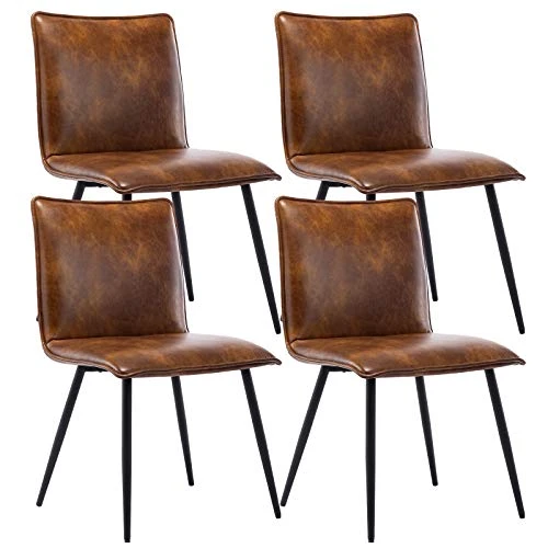 DUHOME PU Leather Dining Chairs Kitchen Chairs Set Of 4 Side Chair For Dining Room Living Room Yellowish-Brown 3 DUHOME PU Leather Dining Chairs Kitchen Chairs Set Of 4 Side Chair For Dining Room Living Room Yellowish-Brown