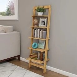 5-Tier Ladder Bookshelf- Leaning Decorative Shelves (Color : Walnut) -Amazon Store 41g1AfcPD4L. AC