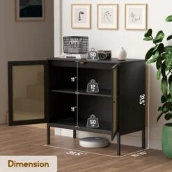 XIAO WEI Sideboard With Handmade Natural Rattan Doors, Rattan Cabinet Console Table Storage Cabinet Buffet Cabinet, For Kitchen, Living Room, Hallway, Entryway, Black -Amazon Store 41g1H0kUpmL