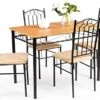 LUARANE 5-Piece Dining Table Set, Home Kitchen Dining Table And 4 Chairs Set, Modern Wooden Breakfast Table Set For Small Spaces Living Room Apartment, Black + Natural -Amazon Store 41g2MAgKGbL