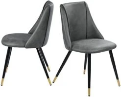 FurnitureR Mid-Century Dining Room Chairs Set Of 2, Side Chair Velvet Upholstered Seat With Metal Frame, Yellow -Amazon Store 41g6tRTVlrL. AC