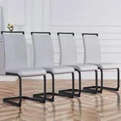 Baysitone Modern Dining Chairs Set Of 4, Side Dining Room Chairs, Kitchen Chairs With Faux Leather Padded Seat High Back, Chairs For Dining Room,Kitchen, Living Room Light Grey -Amazon Store 41gKJscFYFL. AC