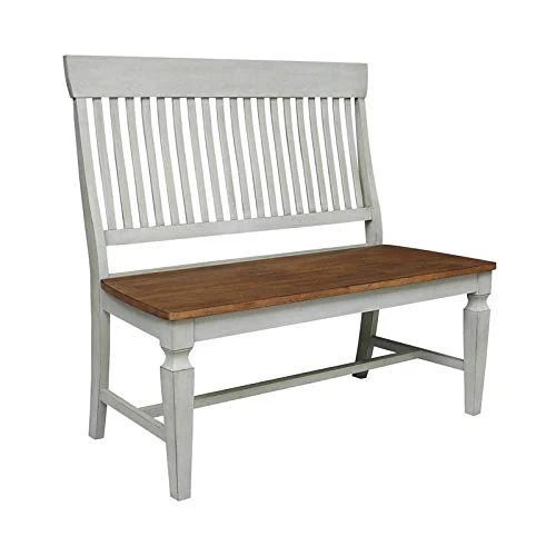 IC International Concepts Vista Slatback Bench, Distressed Hickory/Stone 3 IC International Concepts Vista Slatback Bench, Distressed Hickory/Stone