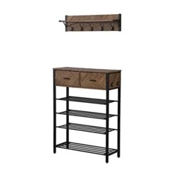 RJDOUJIN Entryway 4-Tier Shoe Rack With Hall Tree, One Set Entryway Show Rack With Storage And Hooks