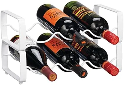 MDesign Metal Steel 3 Bottle Modular Wine Rack Storage Organizer For Kitchen Countertop, Table Top, Pantry, Fridge - Holder For Wine, Beer, Pop/Soda, Water, Stackable - 2 Pack - Matte White 12 MDesign Metal Steel 3 Bottle Modular Wine Rack Storage Organizer For Kitchen Countertop, Table Top, Pantry, Fridge - Holder For Wine, Beer, Pop/Soda, Water, Stackable - 2 Pack - Matte White - Image 10