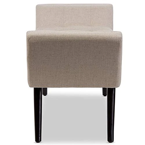 Baxton Studio Wholesale Interiors Tamblin Mid-Century Retro Linen Fabric Upholstered Grid-Tufting 50" Bench, Beige 5 Baxton Studio Wholesale Interiors Tamblin Mid-Century Retro Linen Fabric Upholstered Grid-Tufting 50" Bench, Beige - Image 3