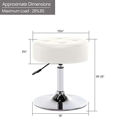 Duhome PU Leather Vanity Stool Makeup Stool Vanity Chair Height Adjustable Swivel Stool Round Ottoman White 5 Duhome PU Leather Vanity Stool Makeup Stool Vanity Chair Height Adjustable Swivel Stool Round Ottoman White - Image 3