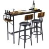 TCENLON 3 Pieces Bar Table Set - Rectangular Pub Bistro Table Set For 2 With Collapsible Bottle Holder, PU Upholstery Stools With Backrest Industrial Height Dining Table Set For Kitchen, Dining Room 2 TCENLON 3 Pieces Bar Table Set - Rectangular Pub Bistro Table Set For 2 With Collapsible Bottle Holder, PU Upholstery Stools With Backrest Industrial Height Dining Table Set For Kitchen, Dining Room -Amazon Store 41gfOnCy6YL
