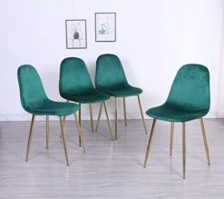 Pozbee Velvet Dining Chairs Set Of 4, Midcentury Modern Kitchen Chairs With Gold Chrome Legs, Elegant Dining Room Chairs (Dark Green) -Amazon Store 41ghBSG3xEL. AC 1