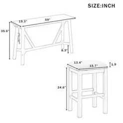 Merax 4-Piece Bar Table Set With USB Port And 3 Fabric Padded Stools W/Footrest, Rustic Bar Dining Set -Amazon Store 41glaDQdk4L