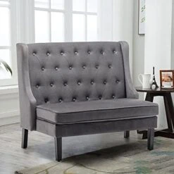 Andeworld Modern Loveseat Settee Bench Sofa Upholstered Banquette Couch For Dining Living Room Hallway Or Entryway Seating (Slate) -Amazon Store 41h4zSyUoFL. AC