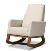 Baxton Studio Yashiya Mid Century Retro Modern Fabric Upholstered Rocking Chair, Light Beige -Amazon Store 41hL3PjJSYL