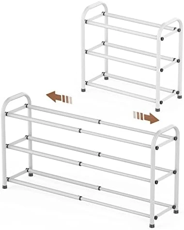 Gonfoam 3-Tier Expandable Shoe Rack,Adjustable Shoe Shelf Storage Organizer Heavy Duty Metal Free Standing Shoe Rack For Entryway Closet Doorway (Black) 13 Gonfoam 3-Tier Expandable Shoe Rack,Adjustable Shoe Shelf Storage Organizer Heavy Duty Metal Free Standing Shoe Rack For Entryway Closet Doorway (Black) - Image 11