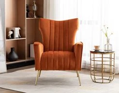 Artechworks Curved Tufted Accent Chair With Metal Gold Legs Velvet Upholstered Arm Club Leisure Modern Chair For Living Room Bedroom Patio, Caramel Color, Orange 20 Artechworks Curved Tufted Accent Chair With Metal Gold Legs Velvet Upholstered Arm Club Leisure Modern Chair For Living Room Bedroom Patio, Caramel Color, Orange -Amazon Store 41hM5Pf217L