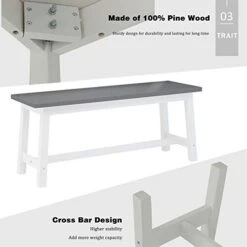 Mecor 4-Piece Kitchen Dining Table Set, Modern Solid Wood Table W/ 2 Chairs And Bench For Home Kitchen Dining Room Furniture, Grey 12 Mecor 4-Piece Kitchen Dining Table Set, Modern Solid Wood Table W/ 2 Chairs And Bench For Home Kitchen Dining Room Furniture, Grey -Amazon Store 41hObl7RiPL