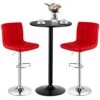 COSTWAY 3-Piece Bar Table Set, Round Cocktail Table And PU Leather Adjustable Swivel Chairs, Modern Counter Height Table Set With 2 Bar Stool For Kitchen, Office (Red) 2 COSTWAY 3-Piece Bar Table Set, Round Cocktail Table And PU Leather Adjustable Swivel Chairs, Modern Counter Height Table Set With 2 Bar Stool For Kitchen, Office (Red) -Amazon Store 41hRGsbX5cL