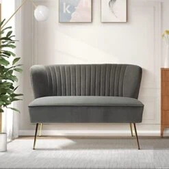 HULALA HOME Velvet Loveseat Sofa With Gold Legs, Mid-Century Modern Upholstered Love Seat Couch, Tufted Small 2-Seat Sofa Armless For Living Room, Bedroom, Apartment Small Spaces, Ivory 29 HULALA HOME Velvet Loveseat Sofa With Gold Legs, Mid-Century Modern Upholstered Love Seat Couch, Tufted Small 2-Seat Sofa Armless For Living Room, Bedroom, Apartment Small Spaces, Ivory -Amazon Store 41hZgzhd qL. AC
