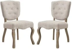 Modway Array French Vintage Tufted Upholstered Fabric Four Dining Chairs In Beige -Amazon Store 41heflUhNdL. AC