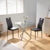 Bacyion Round Glass Dining Table Set For 2 - PU Leather Modern Dining Room Table Set For Small Spaces 3 Pieces Kitchen Tempered Glass Table And Chairs For Home Kitchen Living Room (Black) 2 Bacyion Round Glass Dining Table Set For 2 - PU Leather Modern Dining Room Table Set For Small Spaces 3 Pieces Kitchen Tempered Glass Table And Chairs For Home Kitchen Living Room (Black) -Amazon Store 41hfCM4hUEL