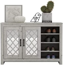 Galano Isadora 16 Pair Shoe Cabinet With 2 Door With Shelves - Modern Shoe Rack - Standing Shoe Cabinet - Shoe Storage With Doors - Shoe Organizer For Home - Mexican Grey -Amazon Store 41hgipr0p8L. AC