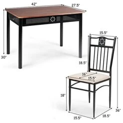 Tangkula 5 Pieces Dining Table And Chairs Set, Vintage Retro Wood Top Metal Frame Padded Seat Dining Table Set Home Kitchen Dining Room Furniture -Amazon Store 41hhAa98EfL