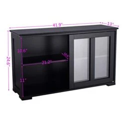WATERJOY Kitchen Storage Sideboard, Stackable Buffet Storage Cabinet With Sliding Door Panels For Home Kitchen, Antique Black -Amazon Store 41hlOHasnNL