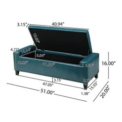 Christopher Knight Home Chelsea PU Storage Ottoman With Studs, Teal -Amazon Store 41hres93NZL
